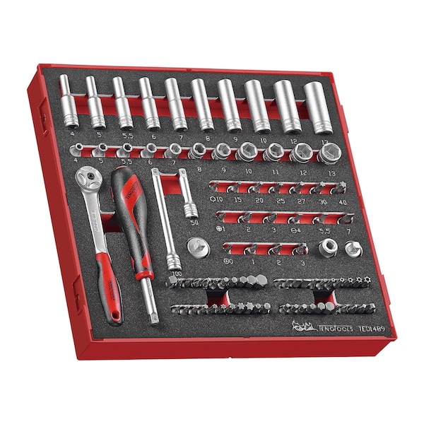 TED1489 - 89 Piece 1/4" Drive Socket Set in EVA Tray
